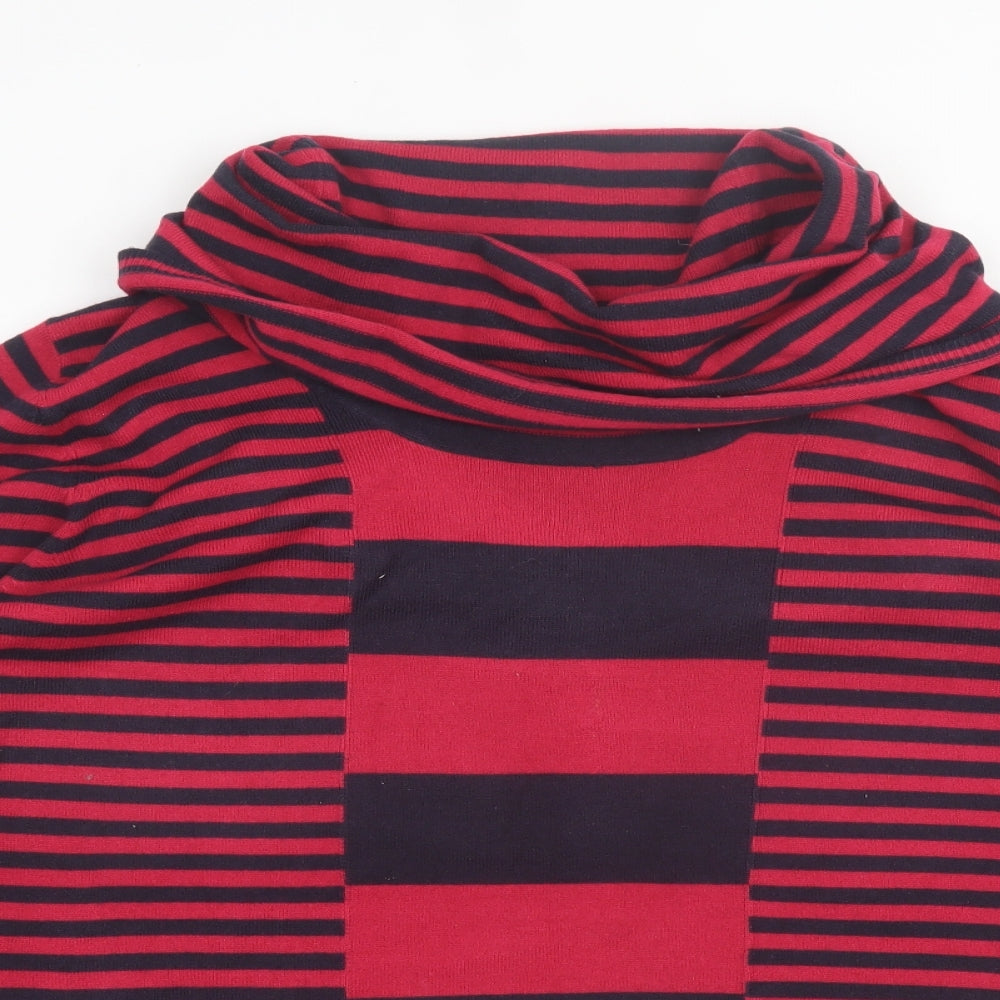 Marks and Spencer Womens Pink Roll Neck Striped Acrylic Pullover Jumper Size 22