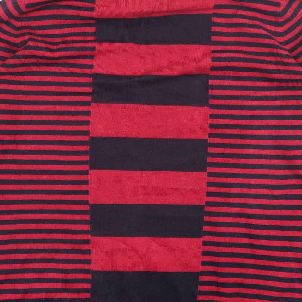 Marks and Spencer Womens Pink Roll Neck Striped Acrylic Pullover Jumper Size 22