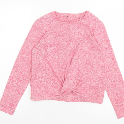 Marks and Spencer Girls Pink Viscose Basic Casual Size 11-12 Years Crew Neck Pullover