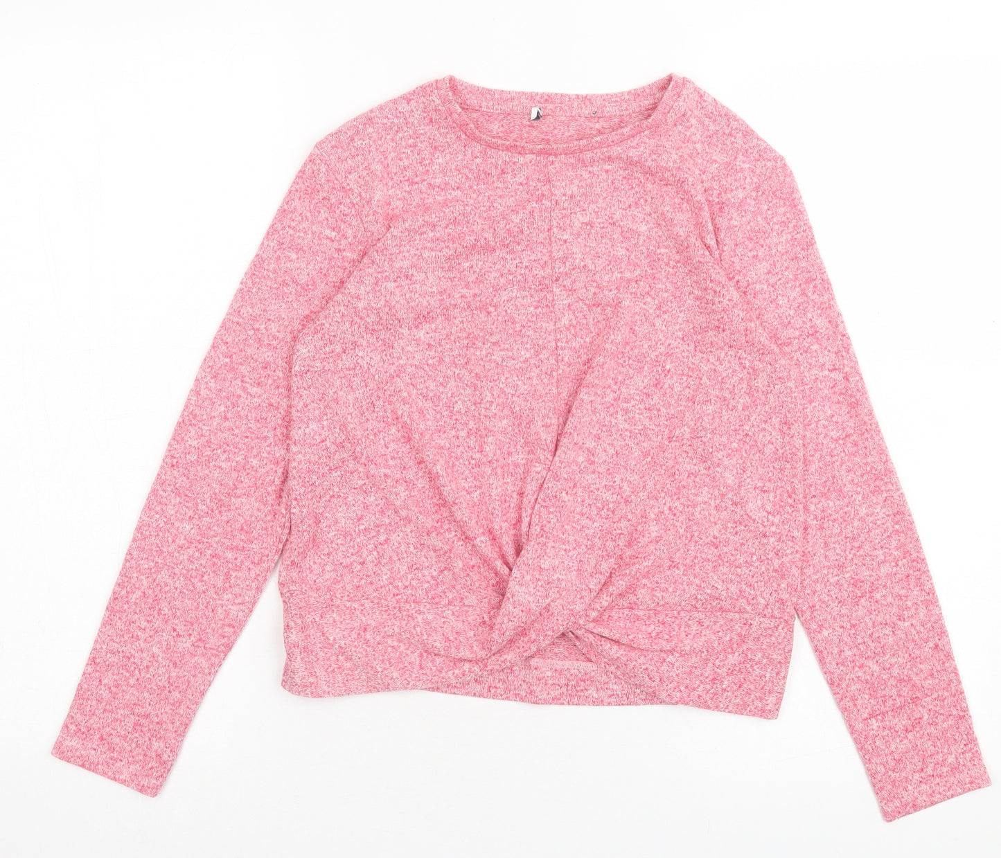 Marks and Spencer Girls Pink Viscose Basic Casual Size 11-12 Years Crew Neck Pullover