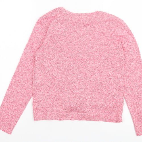Marks and Spencer Girls Pink Viscose Basic Casual Size 11-12 Years Crew Neck Pullover