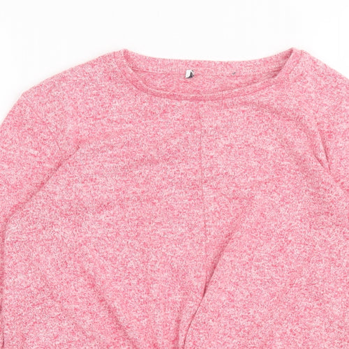 Marks and Spencer Girls Pink Viscose Basic Casual Size 11-12 Years Crew Neck Pullover