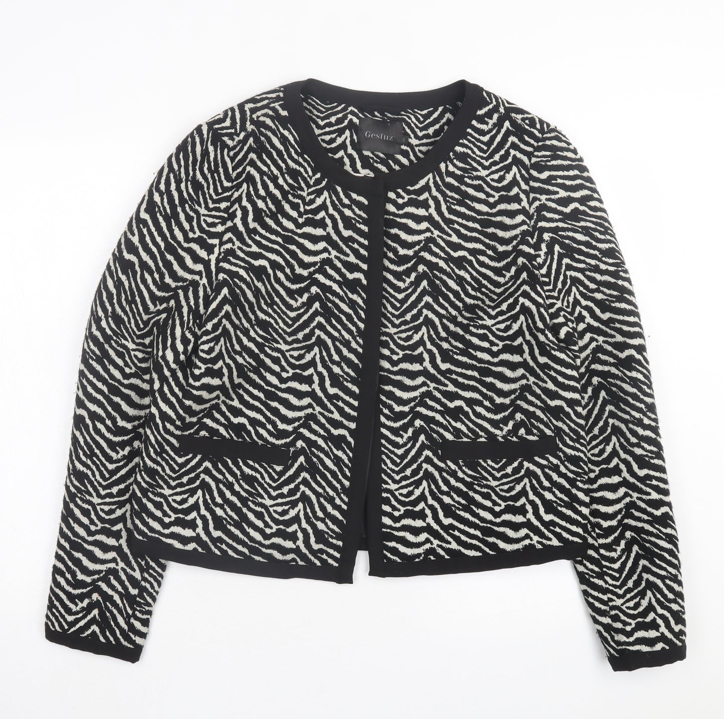 Gestuz Womens Black Geometric Jacket Size 12