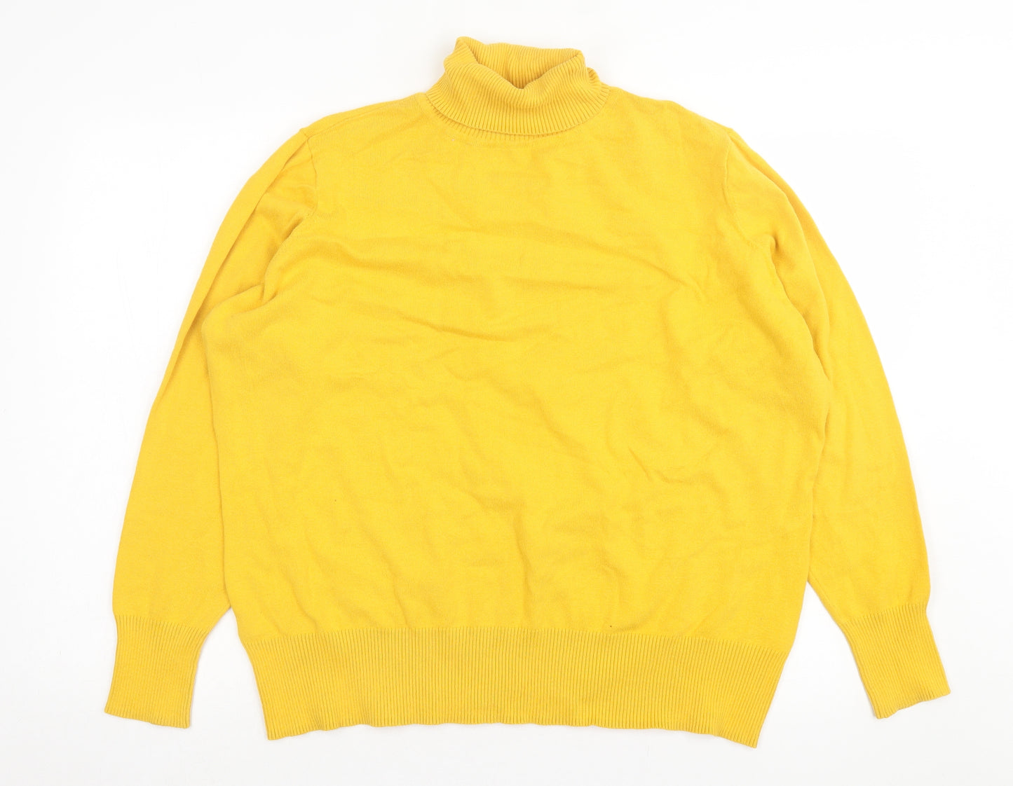 BPC Collection Womens Yellow Roll Neck Cotton Pullover Jumper Size XL