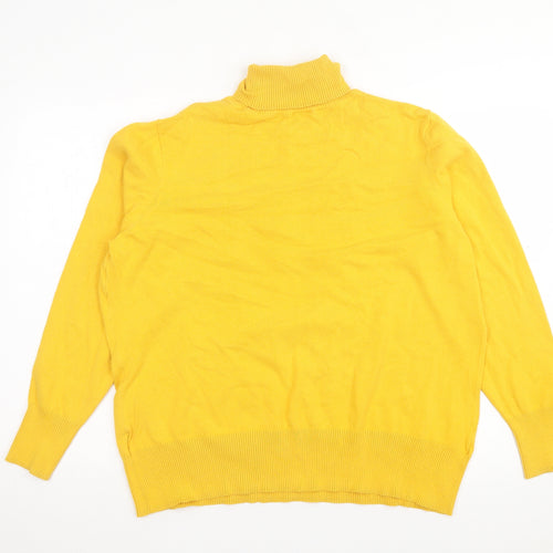 BPC Collection Womens Yellow Roll Neck Cotton Pullover Jumper Size XL