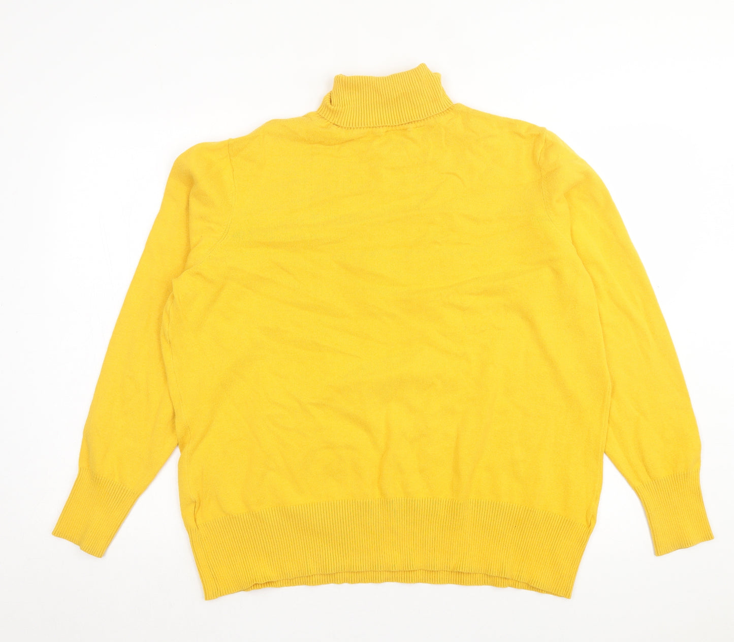 BPC Collection Womens Yellow Roll Neck Cotton Pullover Jumper Size XL