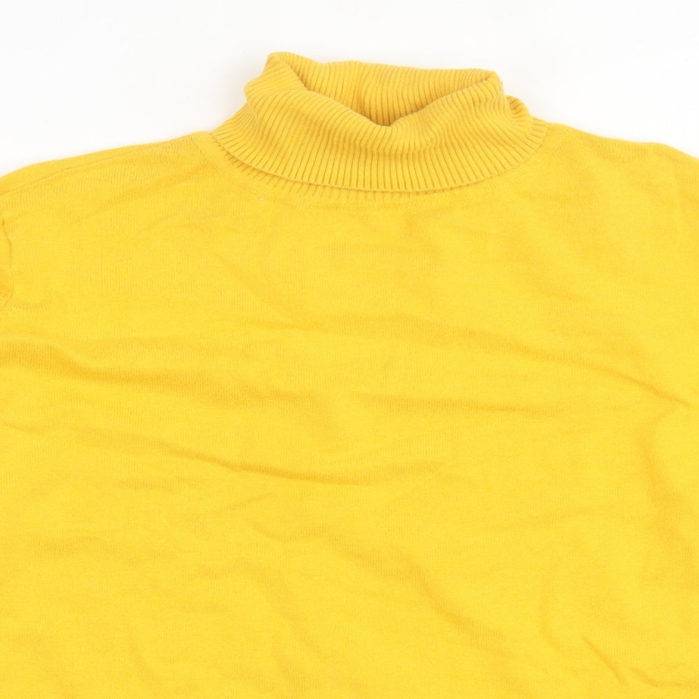 BPC Collection Womens Yellow Roll Neck Cotton Pullover Jumper Size XL