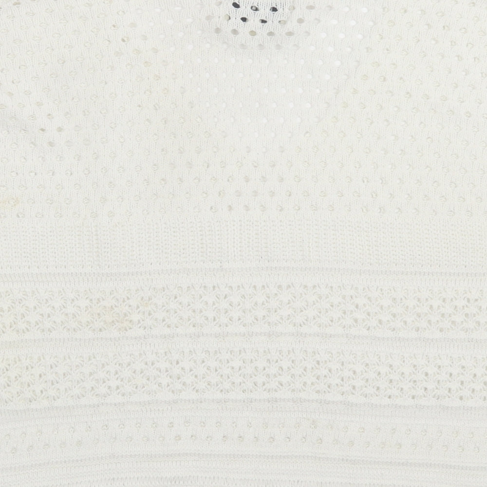 Papaya Womens White Acrylic Basic T-Shirt Size M V-Neck