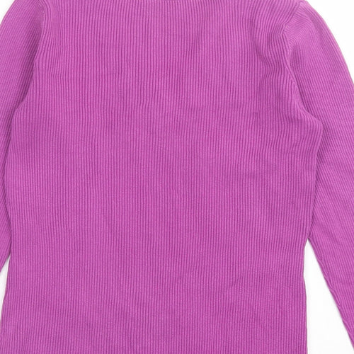 BHS Womens Purple V-Neck Cotton Pullover Jumper Size 14