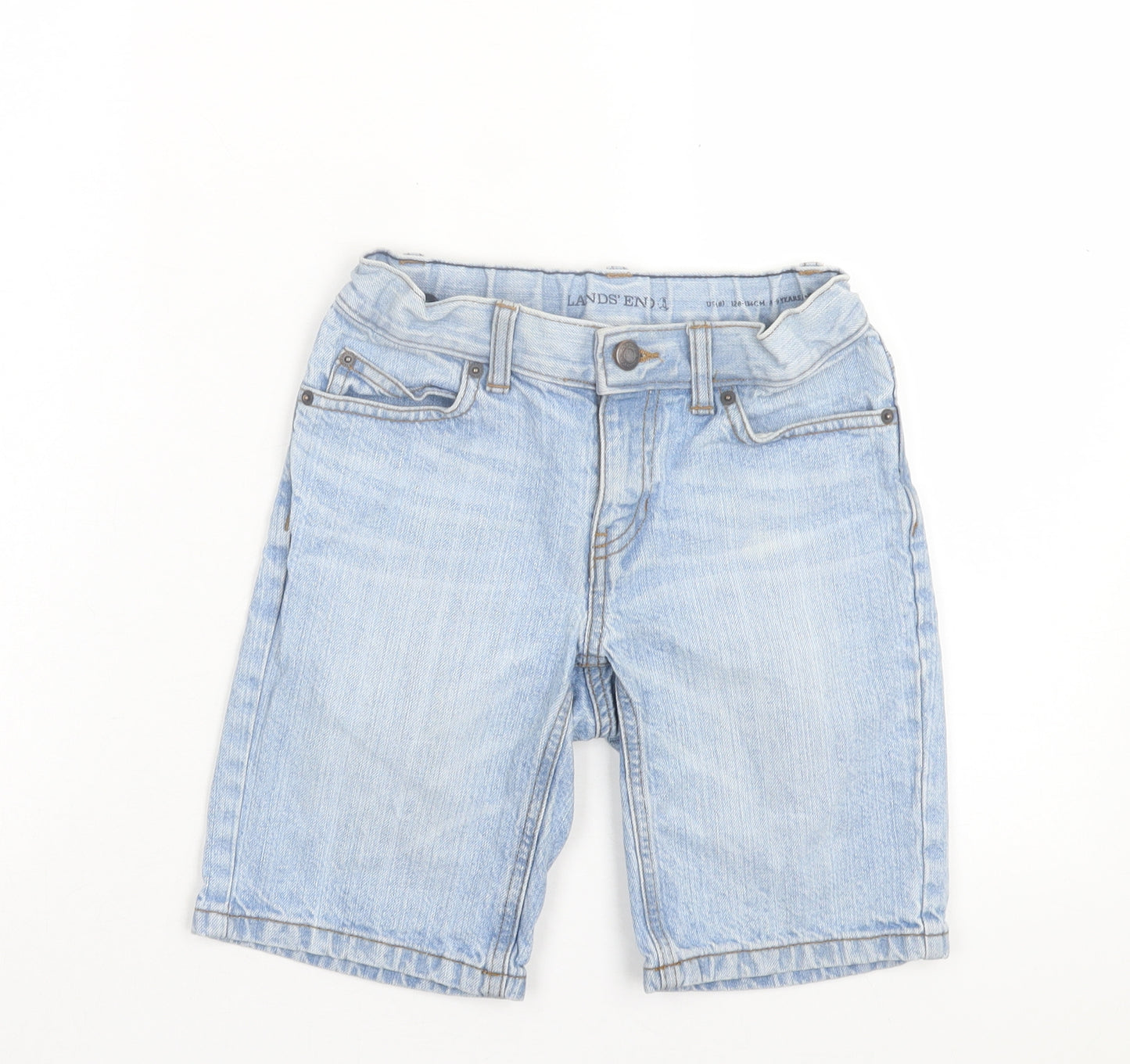 Landsend Boys Blue Cotton Bermuda Shorts Size 8-9 Years Regular Buckle