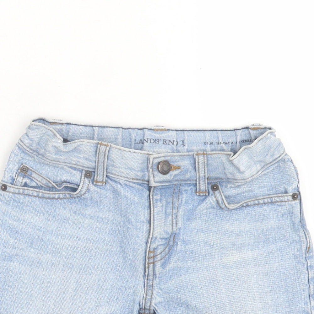 Landsend Boys Blue Cotton Bermuda Shorts Size 8-9 Years Regular Buckle