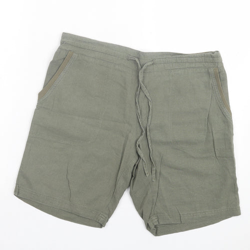 Indigo Roc Womens Green Linen Bermuda Shorts Size 12 L7 in Regular Tie