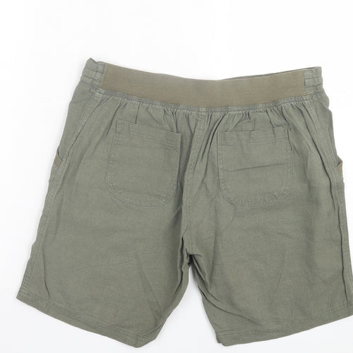 Indigo Roc Womens Green Linen Bermuda Shorts Size 12 L7 in Regular Tie