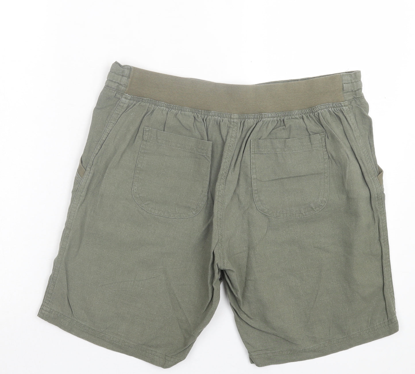 Indigo Roc Womens Green Linen Bermuda Shorts Size 12 L7 in Regular Tie