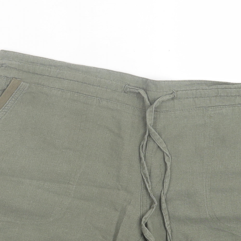 Indigo Roc Womens Green Linen Bermuda Shorts Size 12 L7 in Regular Tie
