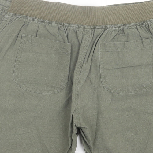Indigo Roc Womens Green Linen Bermuda Shorts Size 12 L7 in Regular Tie