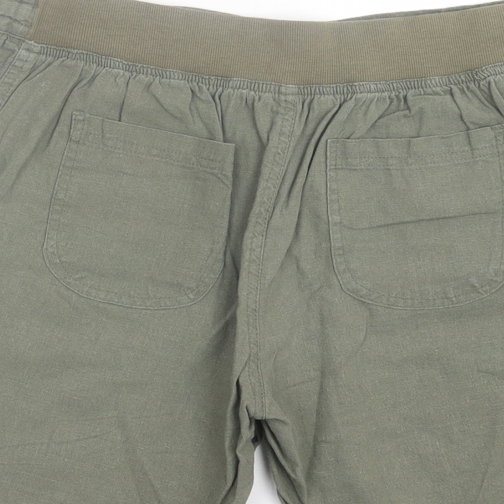 Indigo Roc Womens Green Linen Bermuda Shorts Size 12 L7 in Regular Tie