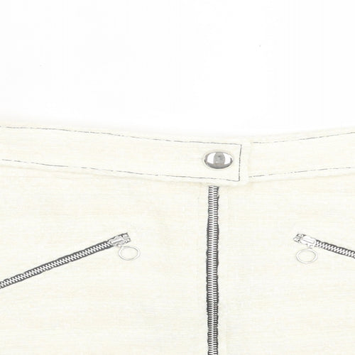 Zara Womens Ivory Polyester A-Line Skirt Size L Zip