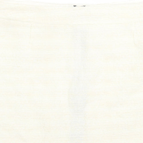 Zara Womens Ivory Polyester A-Line Skirt Size L Zip