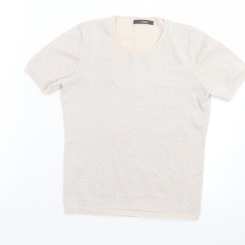 George Womens Pink Viscose Basic T-Shirt Size 8 Crew Neck