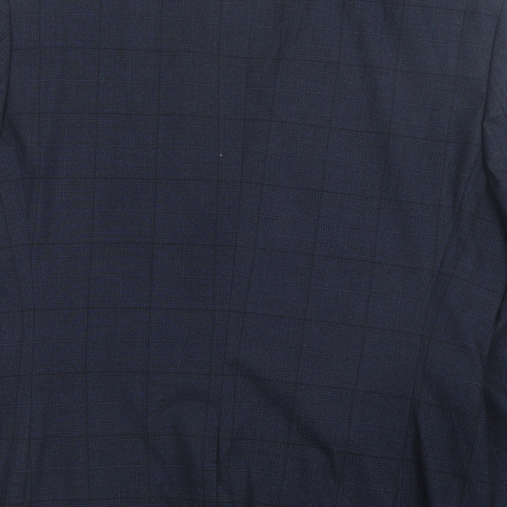 NEXT Mens Blue Plaid Polyester Jacket Suit Jacket Size 44