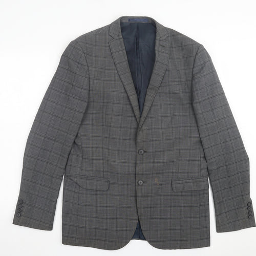 Red Herring Mens Grey Plaid Wool Jacket Suit Jacket Size 40