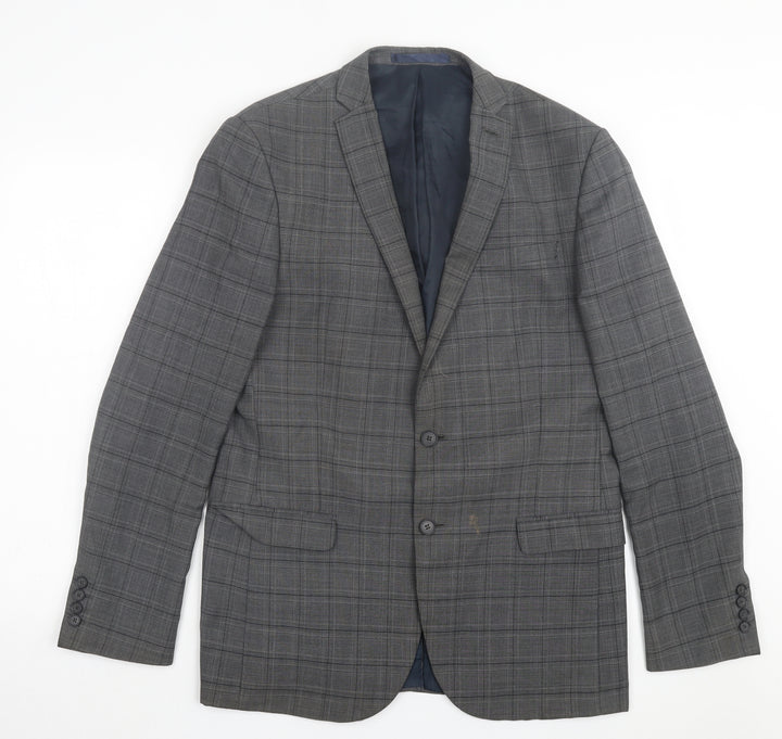 Red Herring Mens Grey Plaid Wool Jacket Suit Jacket Size 40