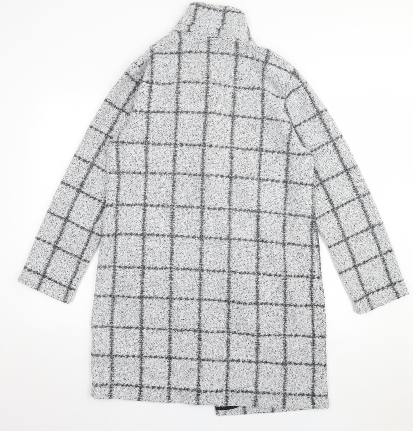 George Womens Grey V-Neck Plaid Polyester Cardigan Jumper Size M