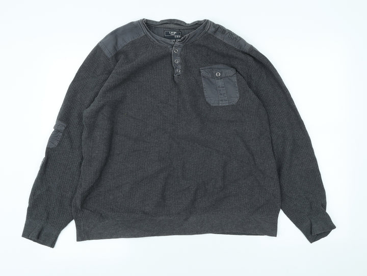 Cedar Wood State Mens Grey Polyester Pullover Sweatshirt Size L
