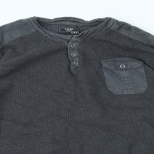 Cedar Wood State Mens Grey Polyester Pullover Sweatshirt Size L
