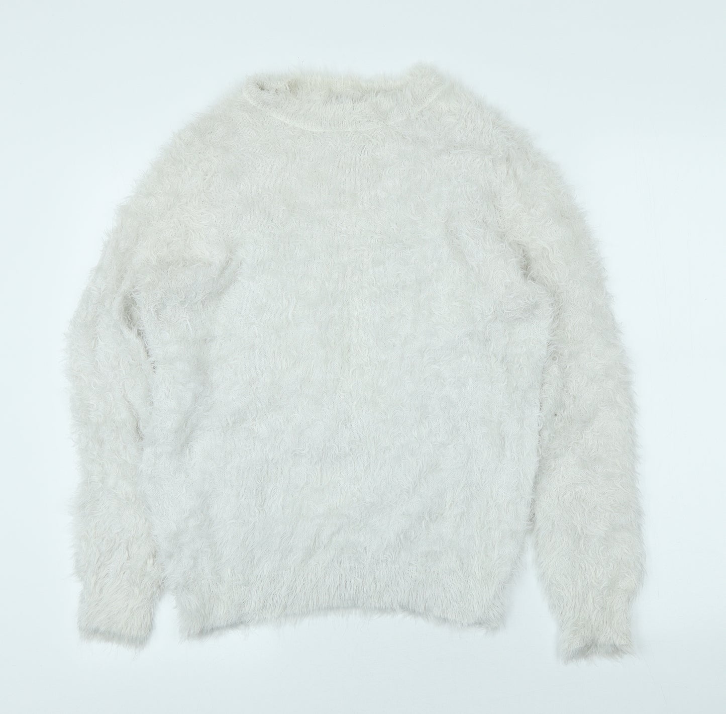 George Womens White Crew Neck Polyamide Pullover Jumper Size 14