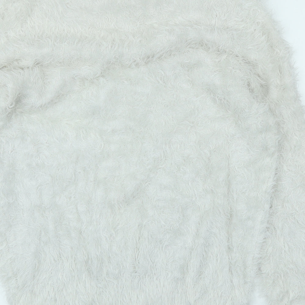 George Womens White Crew Neck Polyamide Pullover Jumper Size 14