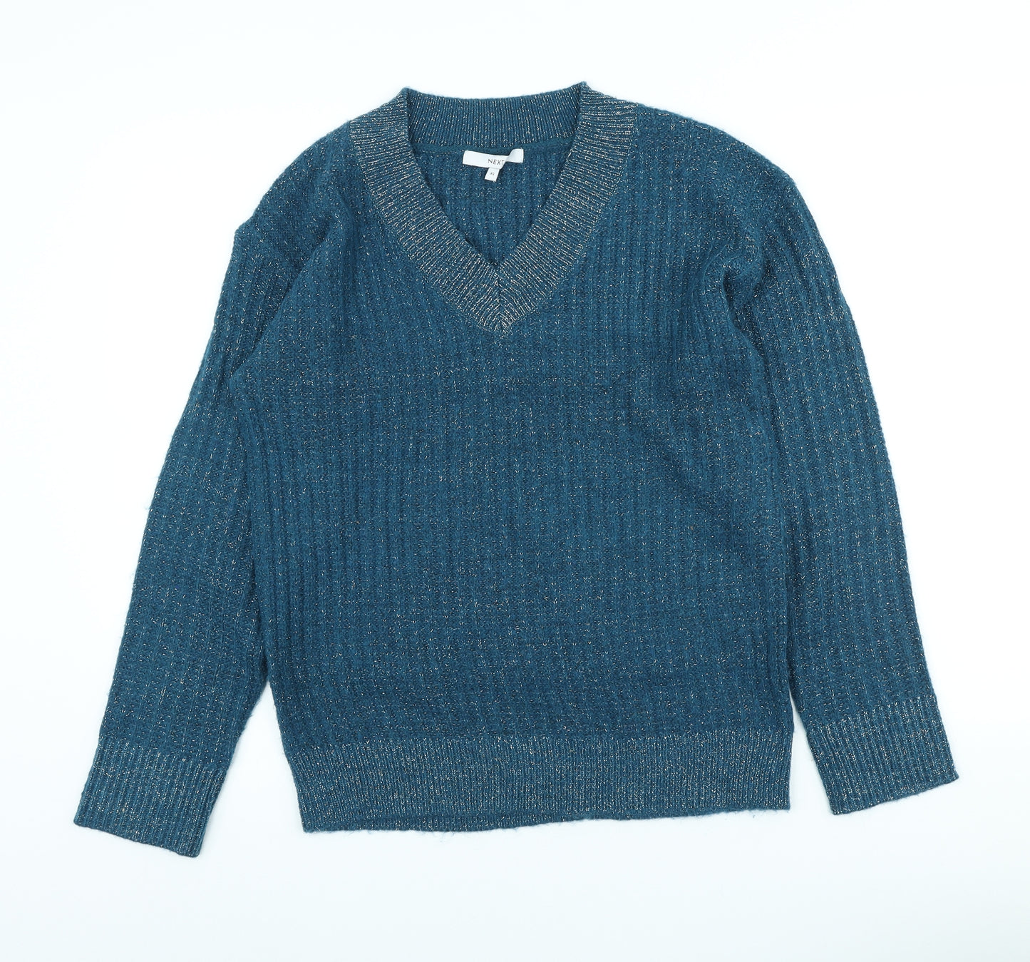 NEXT Womens Blue V-Neck Acrylic Pullover Jumper Size XS