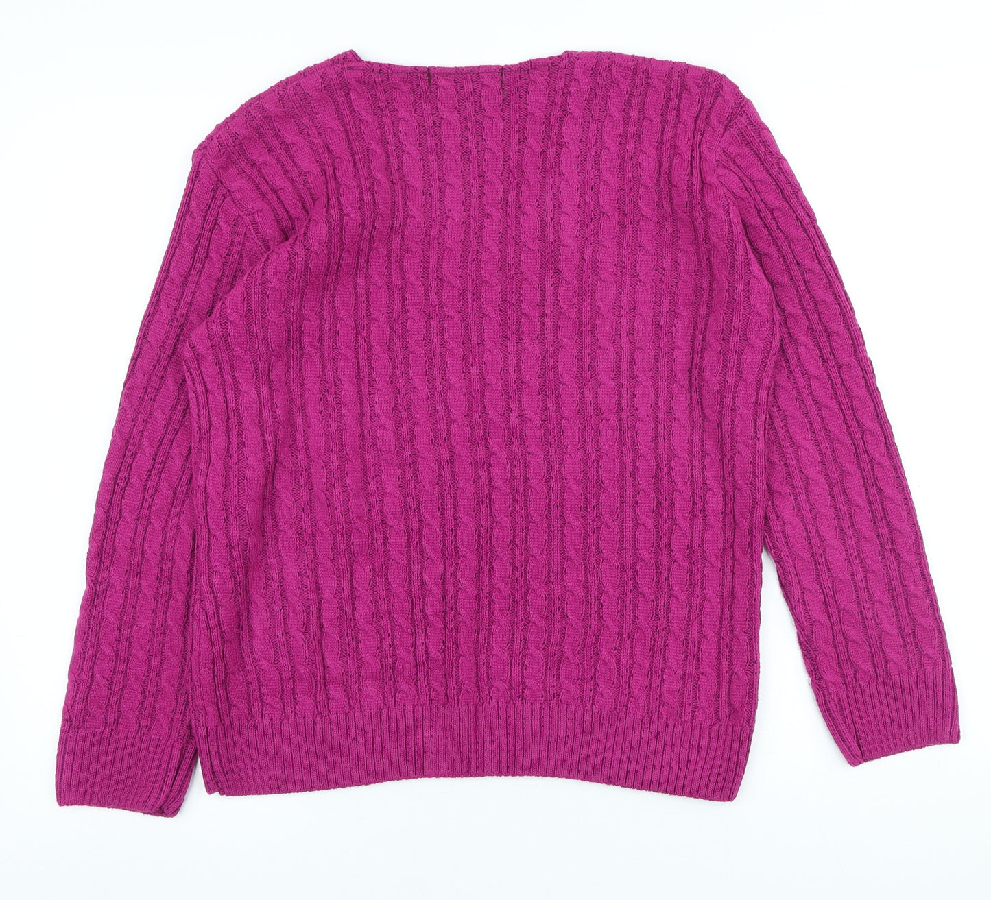 Pure & Natural Womens Purple V-Neck Acrylic Pullover Jumper Size M