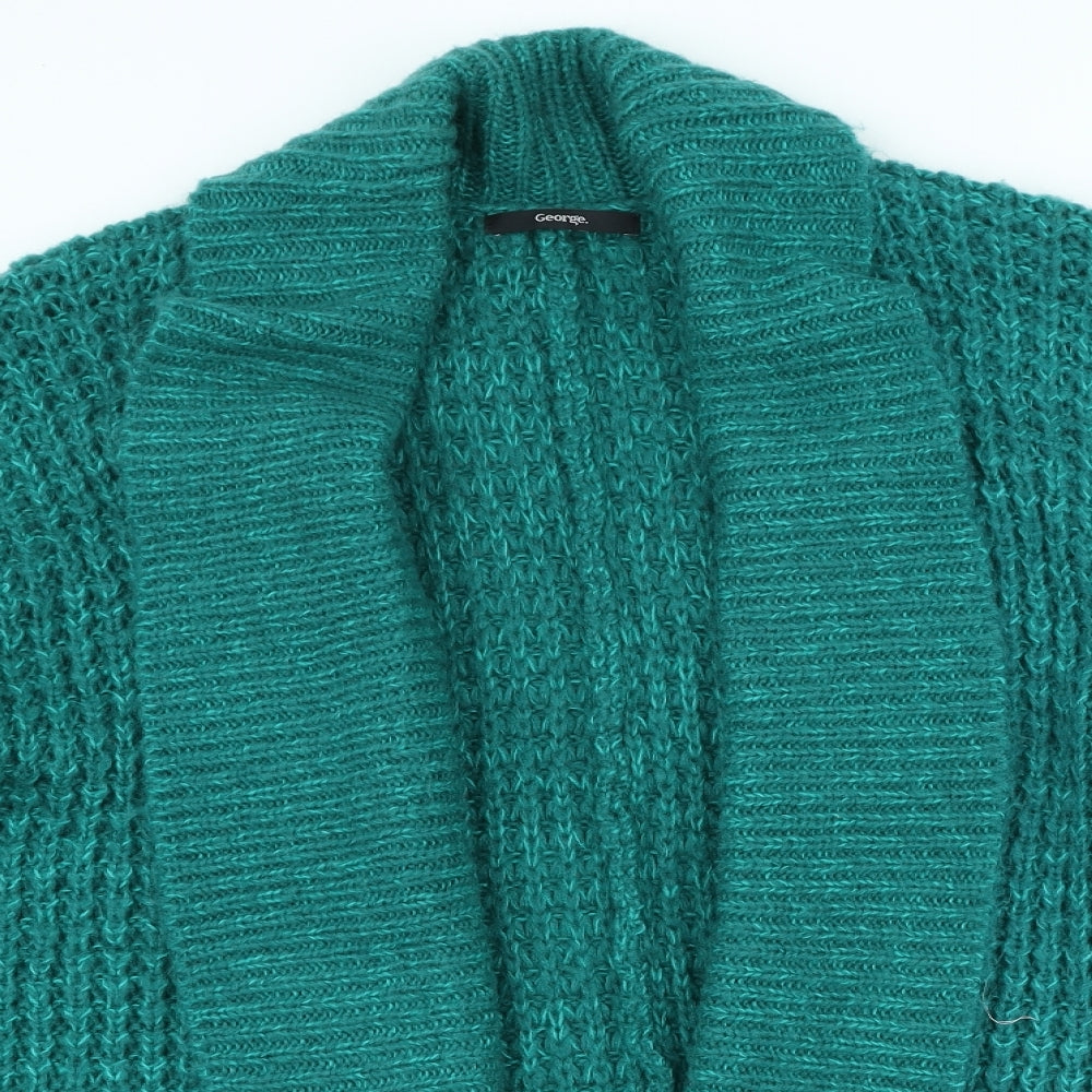 George Womens Green V-Neck Acrylic Cardigan Jumper Size 18