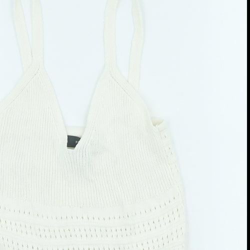 Primark Womens Ivory Cotton Basic Tank Size S V-Neck