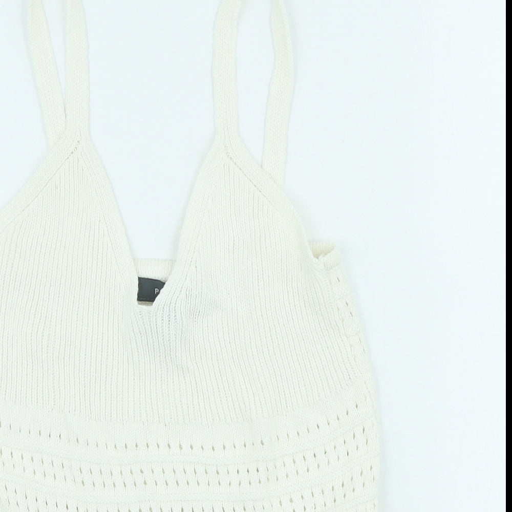 Primark Womens Ivory Cotton Basic Tank Size S V-Neck