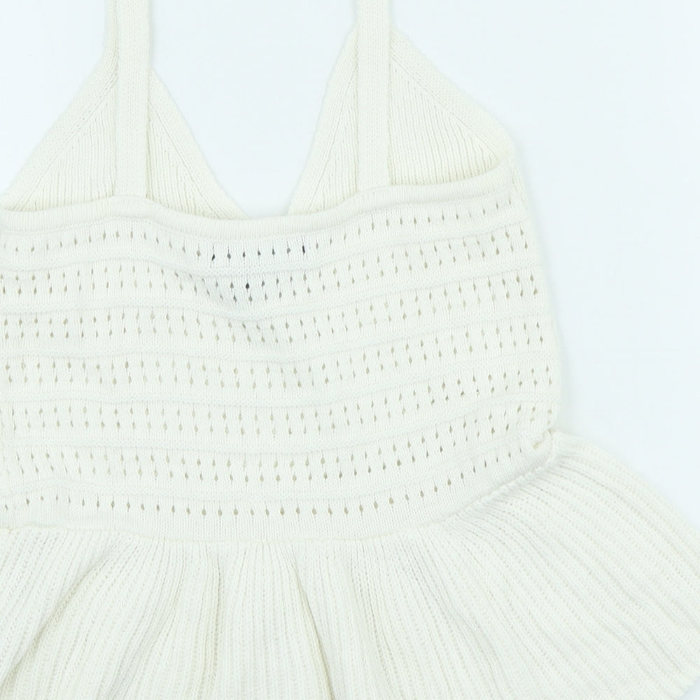 Primark Womens Ivory Cotton Basic Tank Size S V-Neck