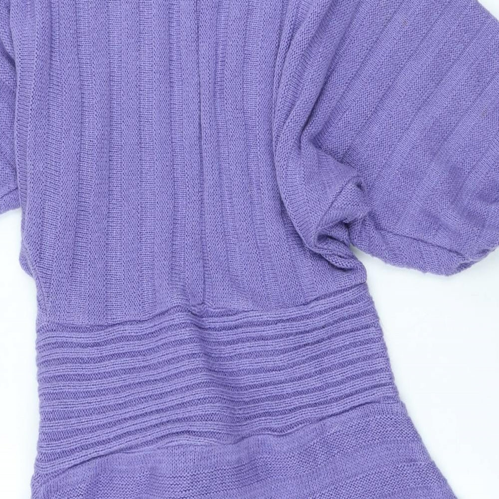 Preworn Womens Purple V-Neck Acrylic Cardigan Jumper Size M