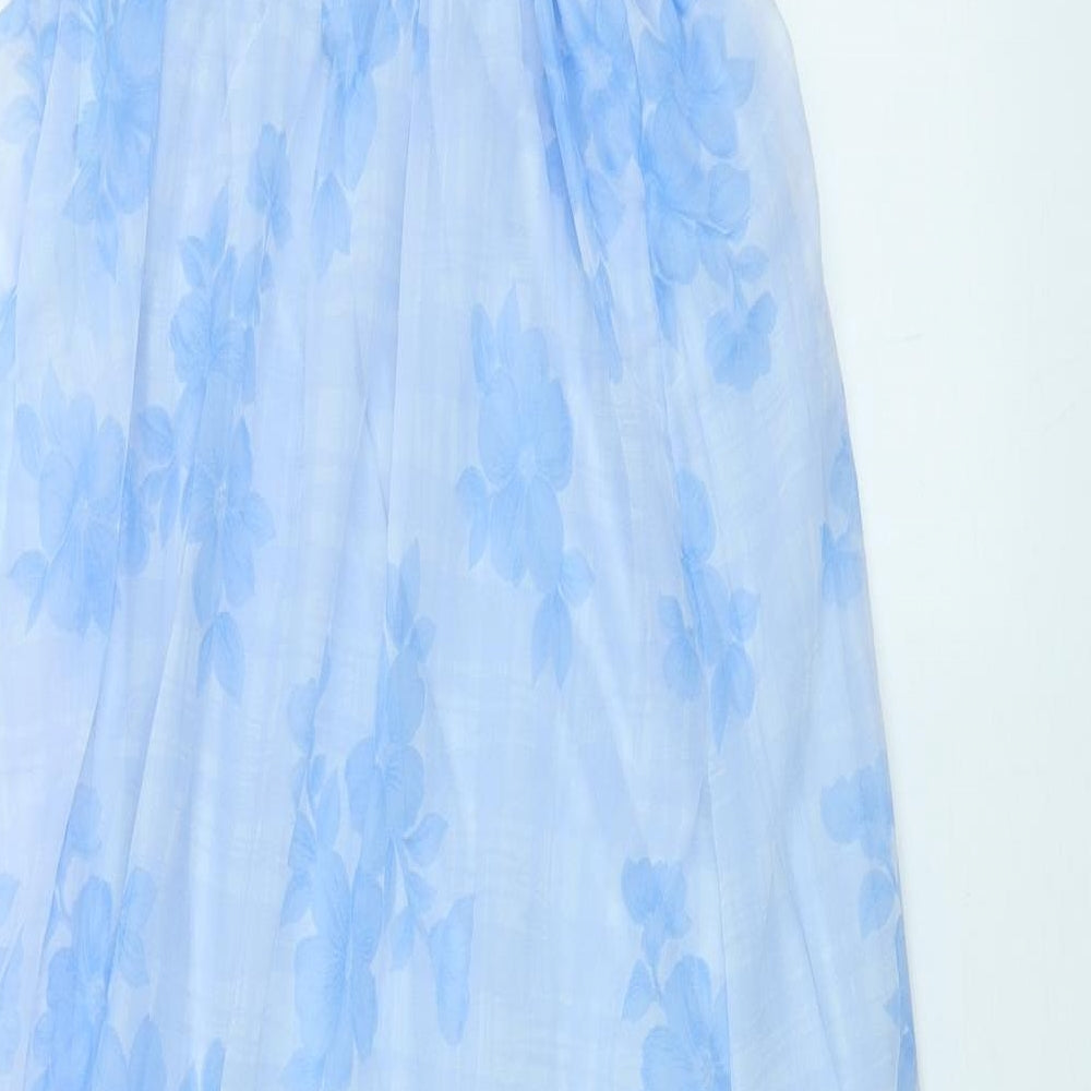 St Michael Womens Blue Floral Nylon Maxi Size M High Neck