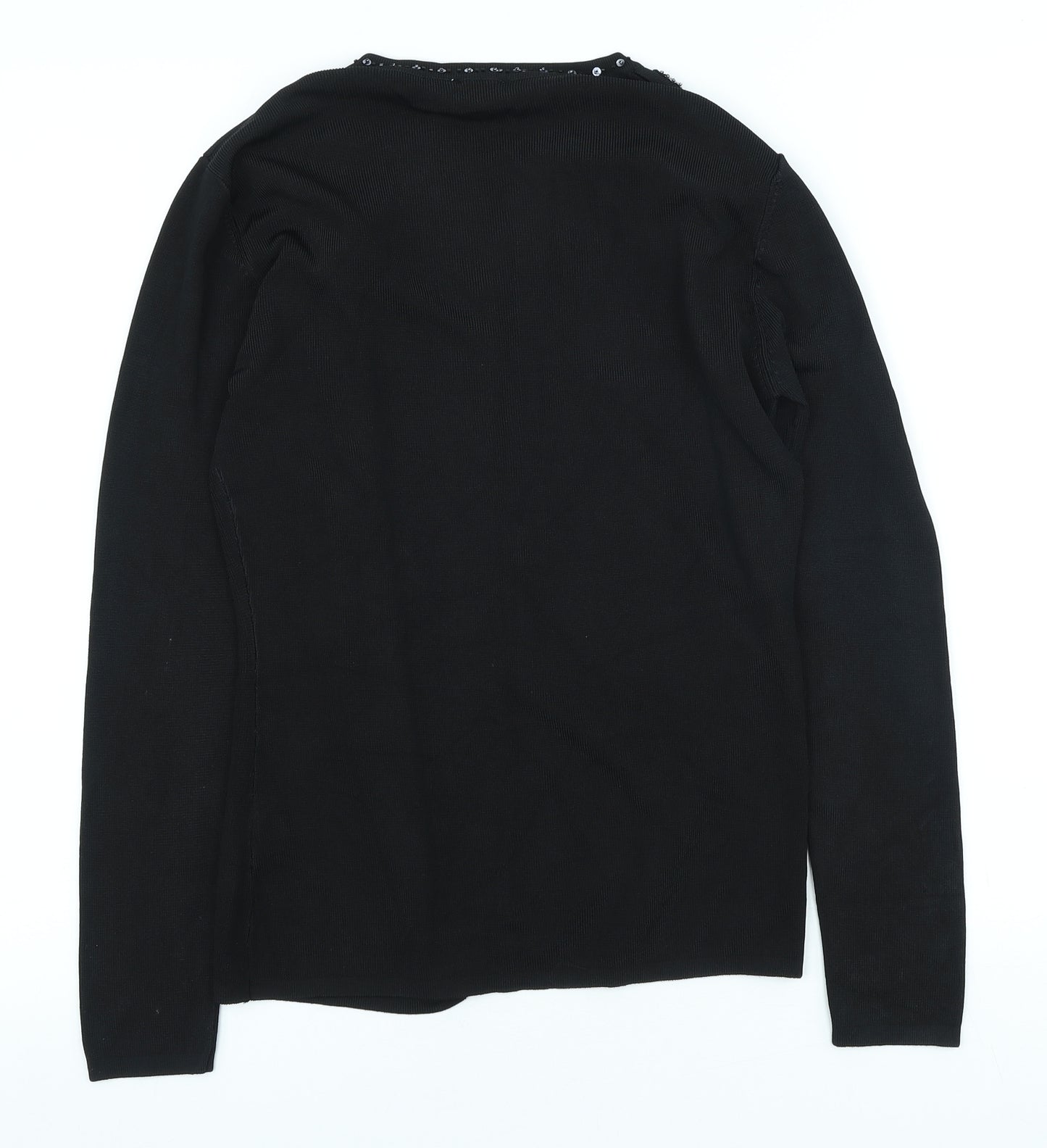 Roman Originals Womens Black Round Neck Viscose Cardigan Jumper Size S