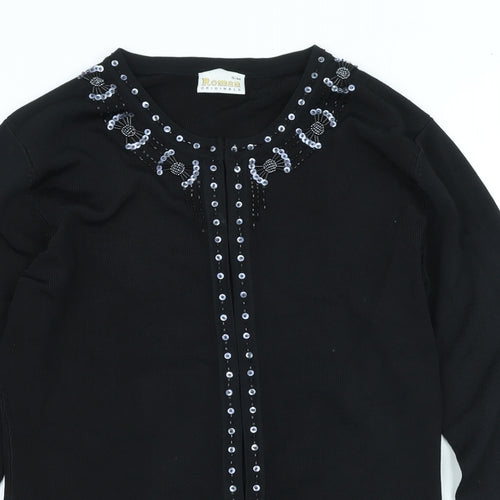 Roman Originals Womens Black Round Neck Viscose Cardigan Jumper Size S