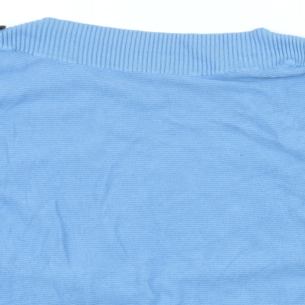 F&F Womens Blue Boat Neck Viscose Pullover Jumper Size 12