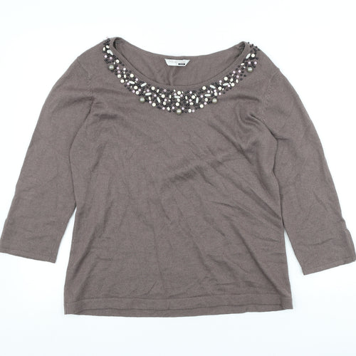 George Womens Brown Scoop Neck Acrylic Pullover Jumper Size M