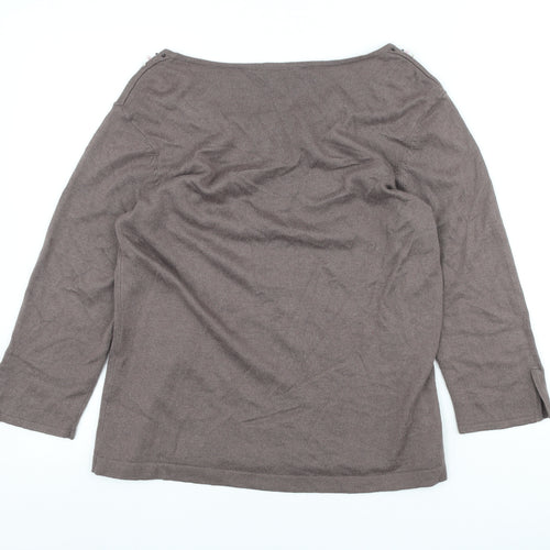 George Womens Brown Scoop Neck Acrylic Pullover Jumper Size M