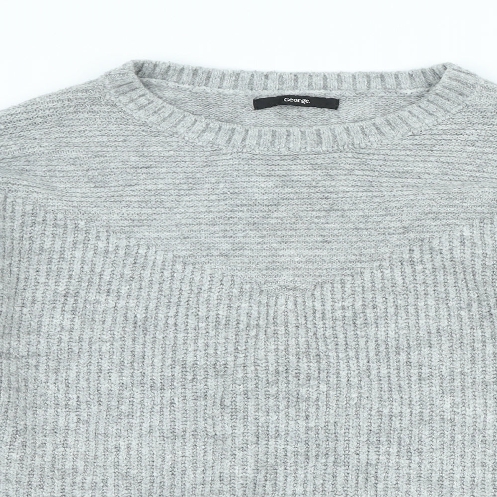 George Womens Grey Crew Neck Acrylic Pullover Jumper Size M