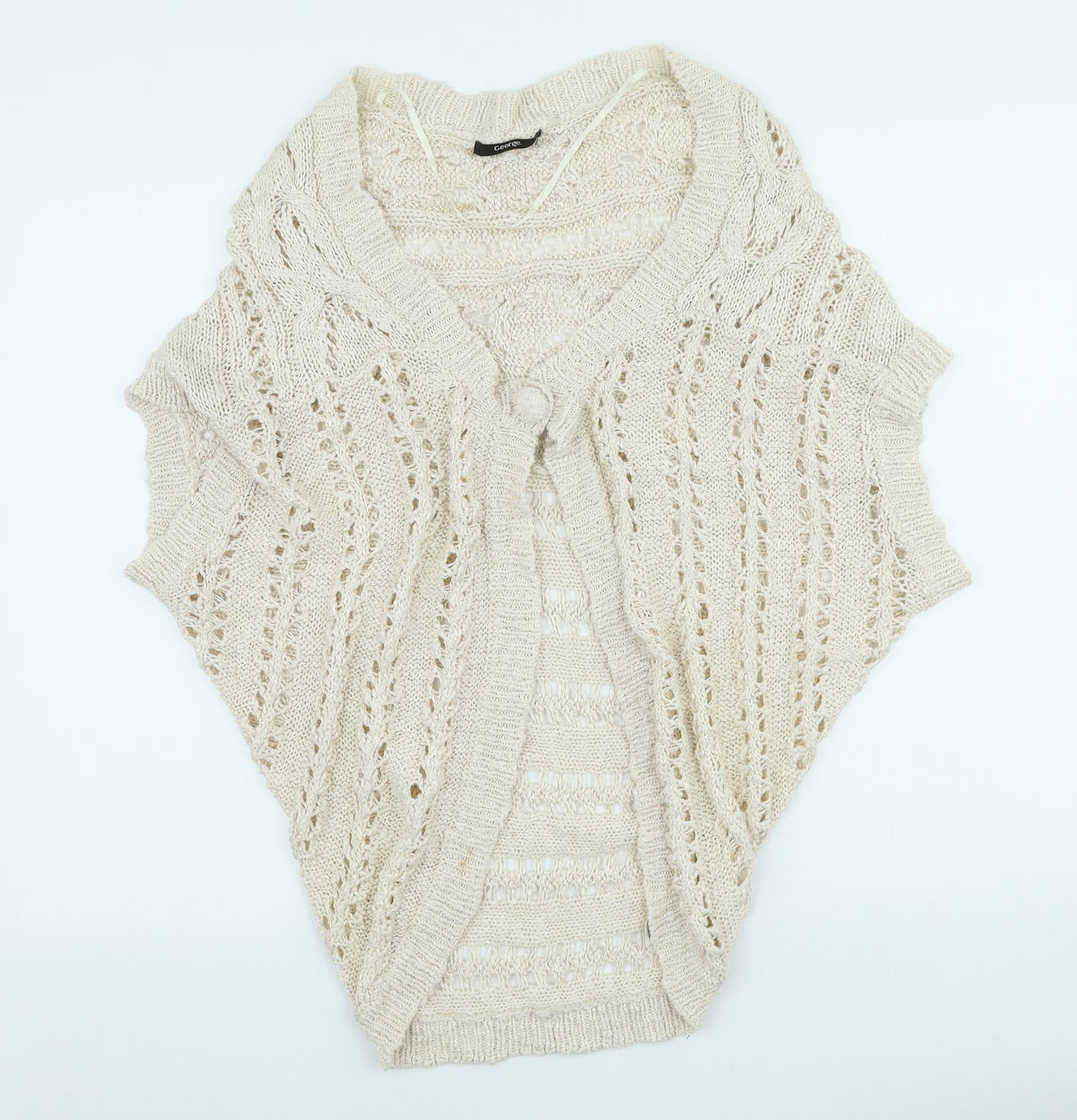 George Womens Ivory V-Neck Cotton Cardigan Jumper Size L - Beach wear