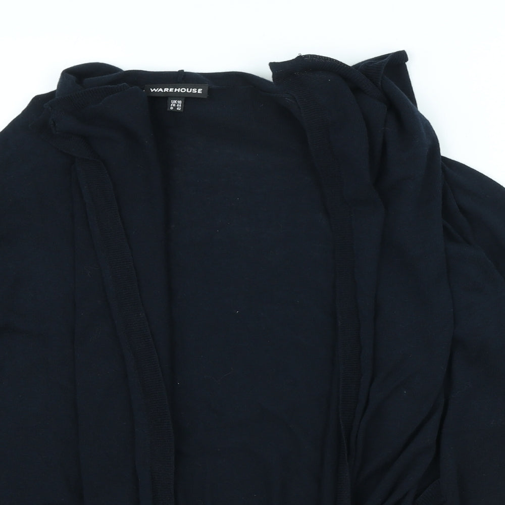 Warehouse Womens Blue Round Neck Cotton Cardigan Jumper Size 16