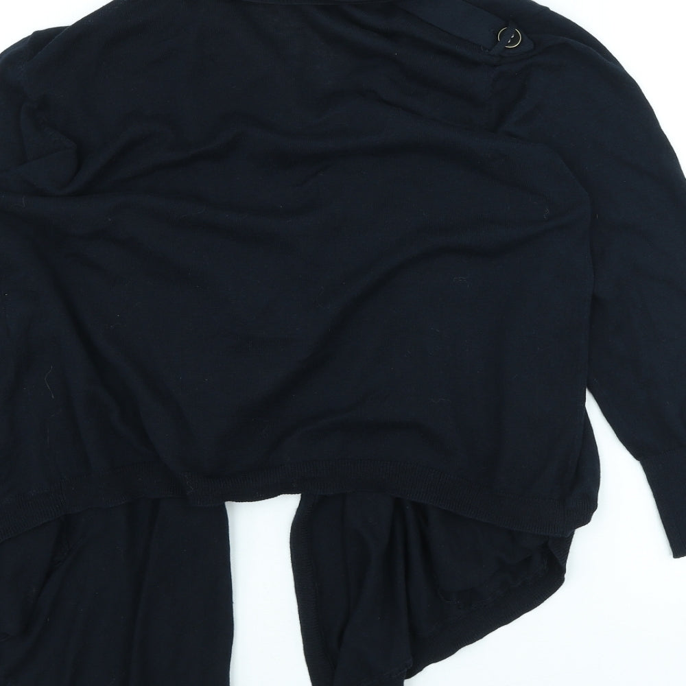 Warehouse Womens Blue Round Neck Cotton Cardigan Jumper Size 16