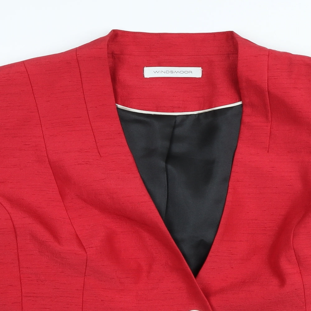 Windsmoor Womens Red Polyester Jacket Blazer Size 16